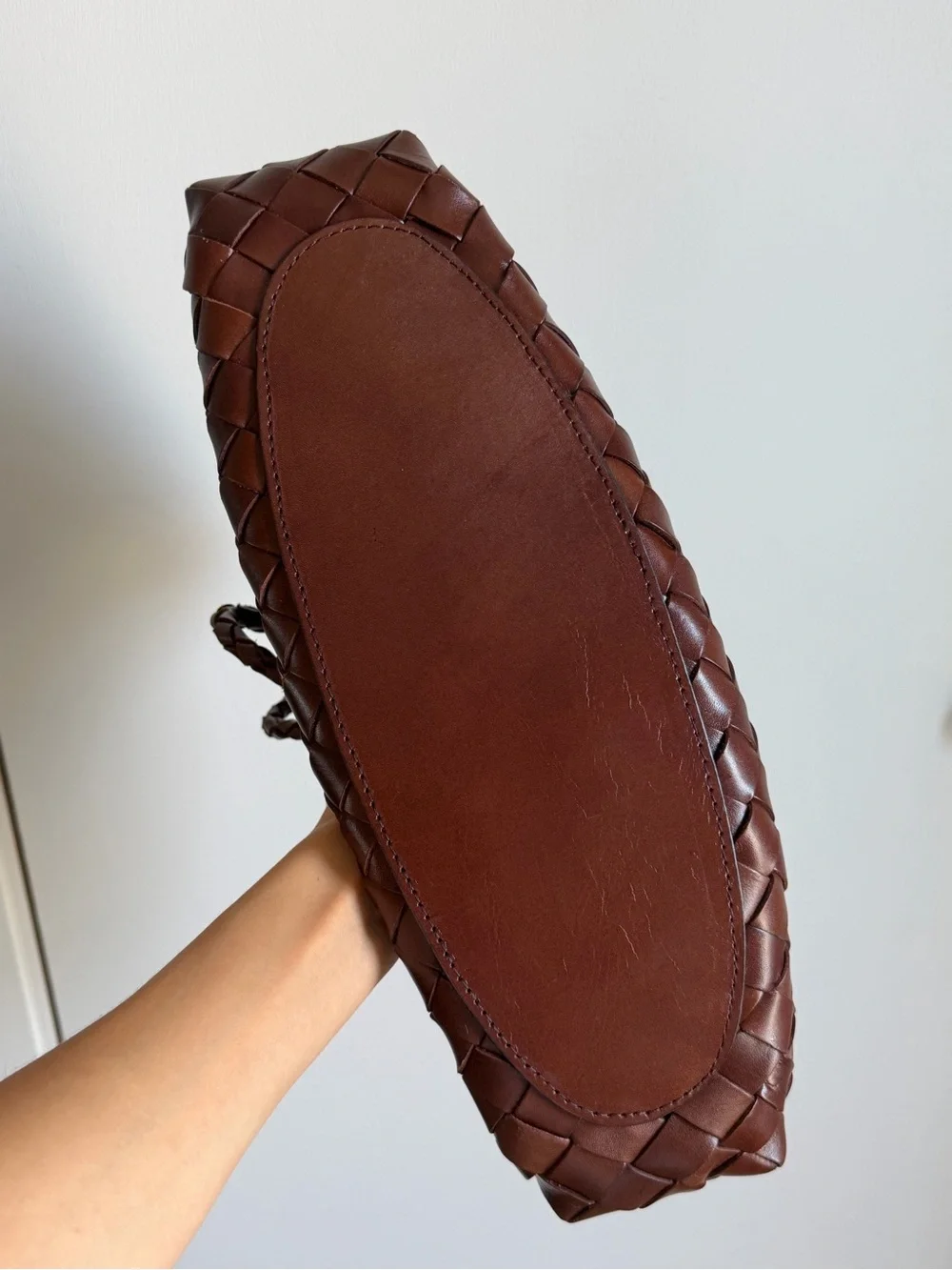 Dark Brown Woven Leather Bag